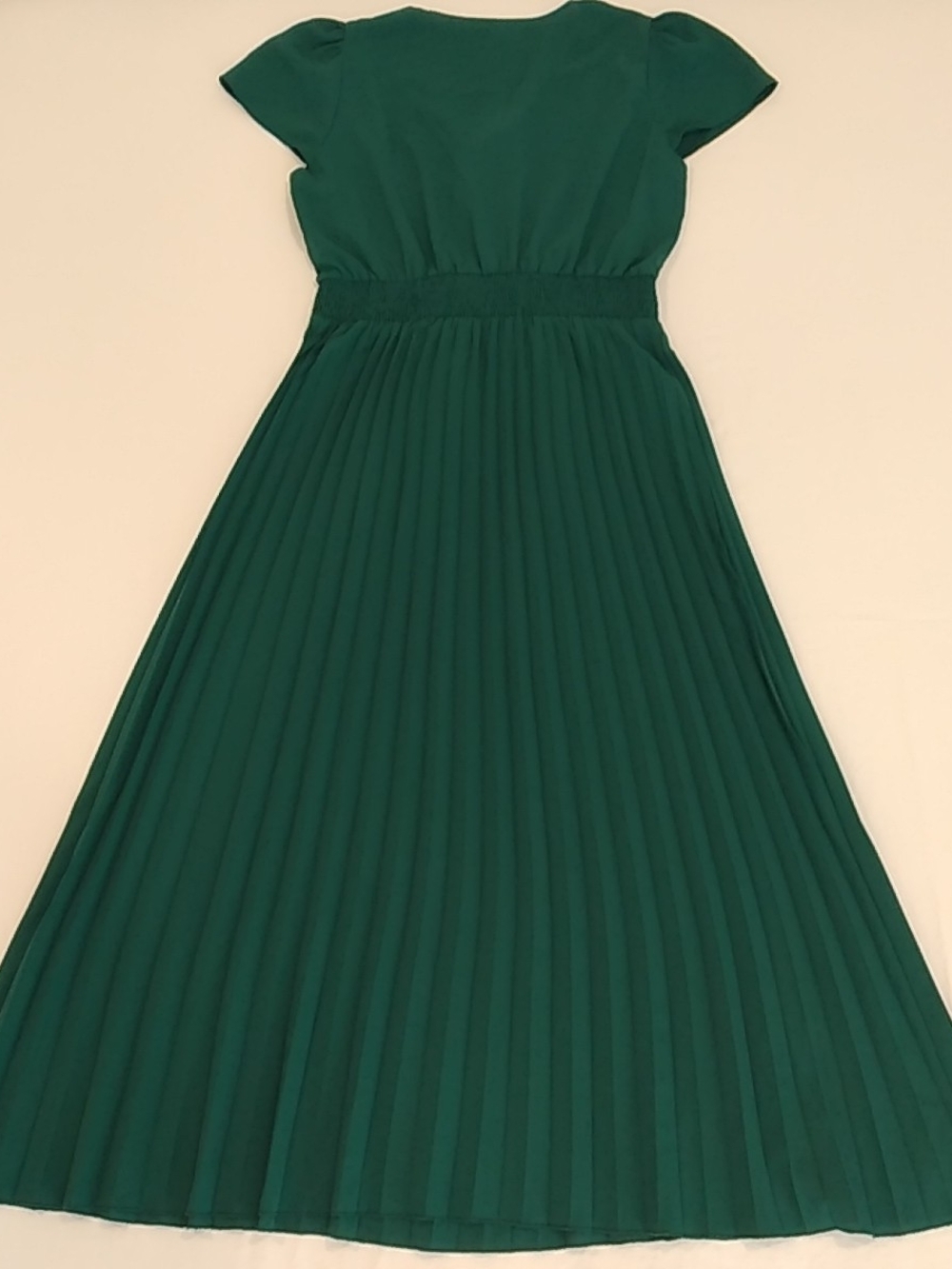 Hunter, Pine Green Pleated Maxi V-neck Dress Size L - Picture 3 of 5